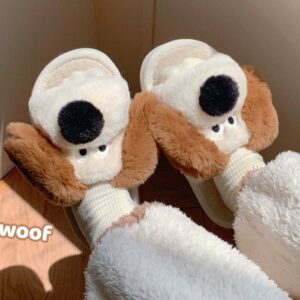 Adorable Women’s Fluffy Cotton Puppy Slippers