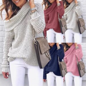 Stylish Women’s Folded Neck Sweater for Winter Chic