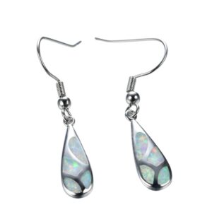 925 Sterling Silver Opal Drop Earrings