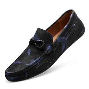 Breathable Leather Loafers with Leafs for Men