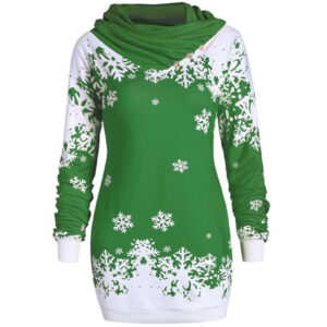 Snowflake Adorned Women’s Sweater with Scarf Collar