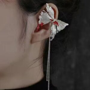 Elegant Pleated Butterfly Earrings with a Dark Twist
