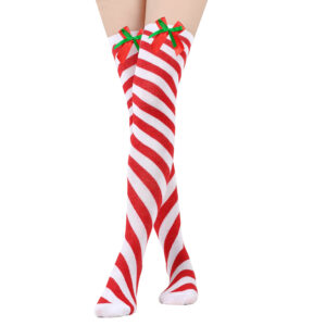 Women’s Christmas Over Knee Socks with Decorative Bows