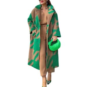 Women’s Color Matching Turn-down Collar Coat