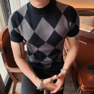 Men’s Short Sleeve Half Turtleneck Sweater