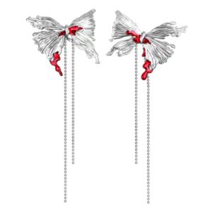 Elegant Pleated Butterfly Earrings with a Dark Twist