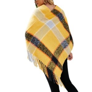 Elegant Women’s Cashmere Striped Scarf Cape with Tassels