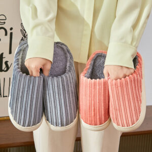 Women’s Fashionable Striped Corduroy Slippers