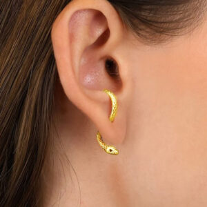 925 Sterling Silver Snake Ear Studs with Adjustable Fit