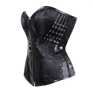 Women’s Gothic Corset in Faux Leather with Front Zipper Closure