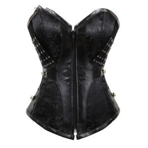 Women’s Gothic Corset in Faux Leather with Front Zipper Closure