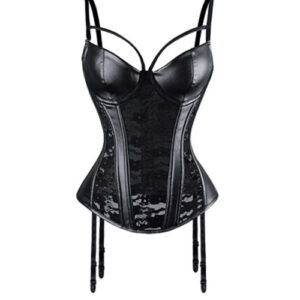 PU Leather Lace Corset with Garter Belt