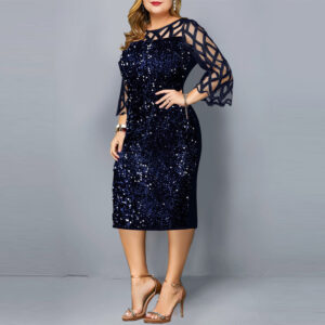 Plus Size Sequined Dress for Women’s Glam Nights