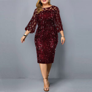 Plus Size Sequined Dress for Women’s Glam Nights