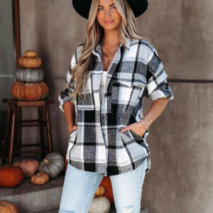 Women’s Thick Loose Fitting Cashmere Plaid Shirt