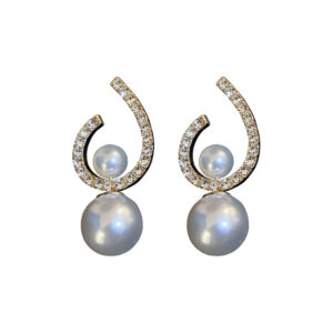 Women’s French Style Earrings with Light Rhinestones