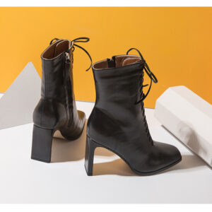 European And American Foreign Trade New Front Lacing Heel Boots For Women