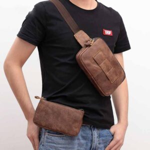 Men’s Leather Phone Chest Bag for Everyday Use