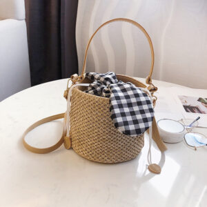 Wild Ins One-Shoulder Bucket Bag Simple Woven Handbag