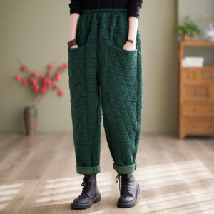 Autumn And Winter Loose Plus Size Quilted Retro Casual Thickening Harem Pants