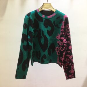 Autumn And Winter Letter Flower Contrast Color Long Sleeves Knitted Sweater