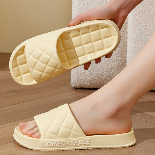 Men's Home Slippers With Plaid Design Soft-soled Silent Indoor Floor Bathing Slippers Women House Shoes Summer - Image 3