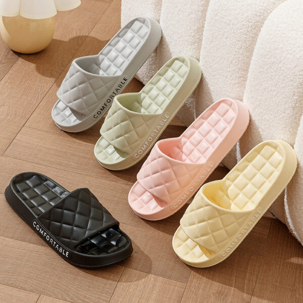 Men's Home Slippers With Plaid Design Soft-soled Silent Indoor Floor Bathing Slippers Women House Shoes Summer - Image 7