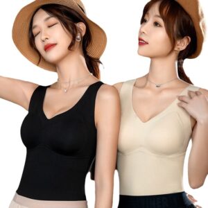 Seamless Shaping Thermal Vest with Chest Pads for Women