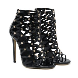 Women’s Studded Stiletto Sandals with Hollow Out Design