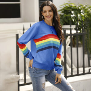 Rainbow Stripe Pullover Sweater For Students