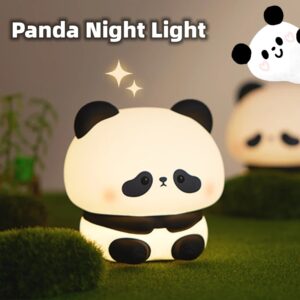 Panda LED Night Light Cute Silicone Night Light USB Rechargeable Touch Night Lamp Bedroom Timing Lamp Decoration Children’s Gift Home Decor