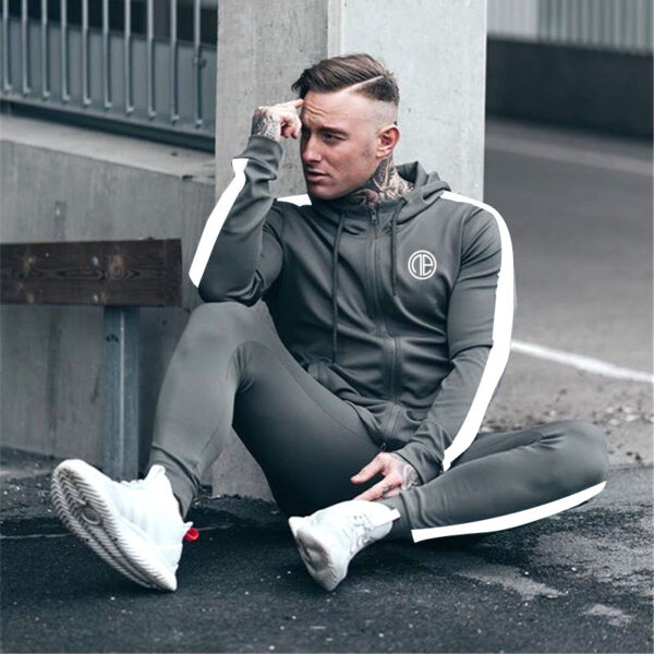 Men's Athletic Tracksuit Set with Stripes - Image 5