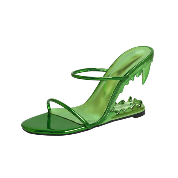 Women's Fashion Slope With Teeth Shaped With High Heeled Sandals - Image 2