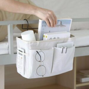 Large Canvas Bedside Organizer with Multiple Storage Pockets