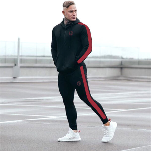 Men's Athletic Tracksuit Set with Stripes - Image 3