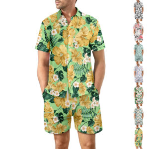 Men’s Matching Hawaiian Shirt and Shorts Set