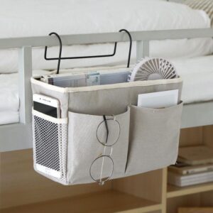 Large Canvas Bedside Organizer with Multiple Storage Pockets