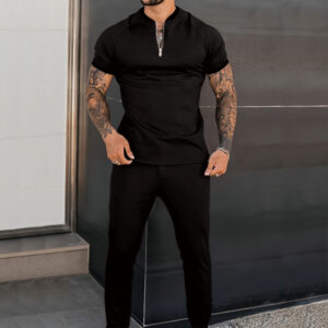 Men’s Fashion Casual Slim-fit Short Sleeve Top Pants