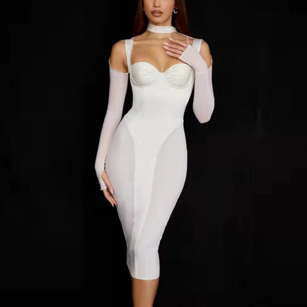 Women's Temperament Tight-fitting Long-sleeved Party Mid-length Dress - Image 4