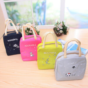 Portable Lunch Tote with Cartoon Animal Design