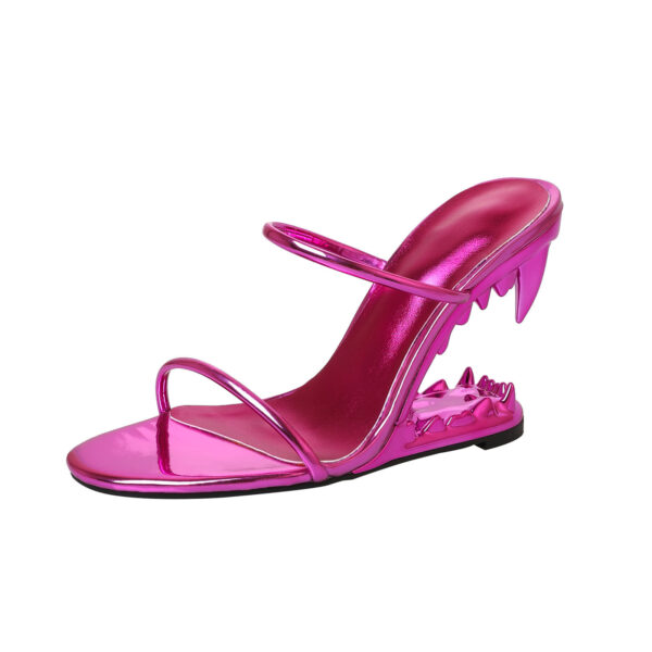 Women's Fashion Slope With Teeth Shaped With High Heeled Sandals - Image 4