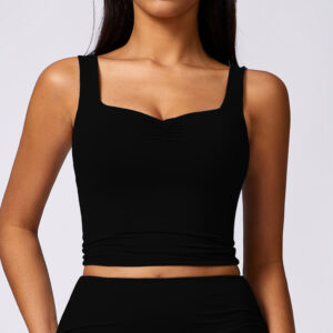 Women’s Padded Workout Crop Top with Square Neck