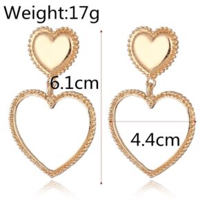 Metal-Sized Heart-Shaped Earrings With Exaggerated Studs Hollow Out Heart Shape