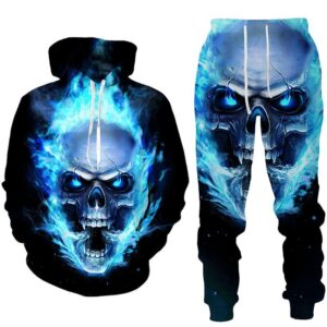 Men’s Sweat Suit Set with Cool 3d Skull Print