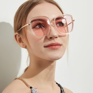 Big Square Sunglasses Women Transparent Frame Ocean Color Lens Glasses Vintage Sunglasses