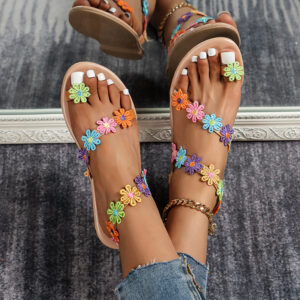 Women’s Fashion Flat Toe Ring Color-matching Sandals