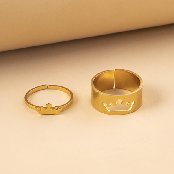 Stainless Steel Crown Puzzle Matching Couple Ring - Image 6