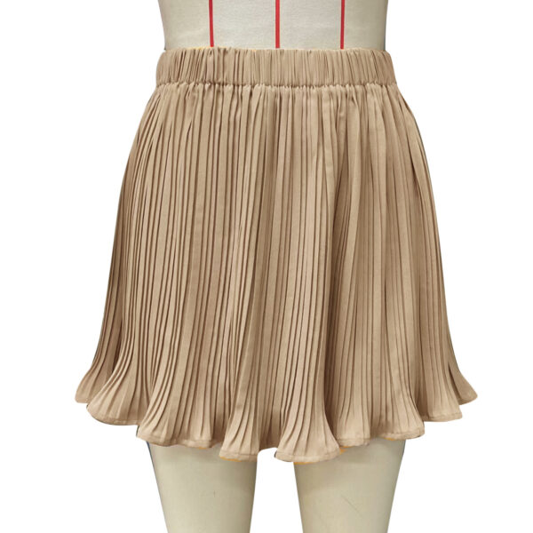 Pure Color Ice Silk Pleated Skirt - Image 5