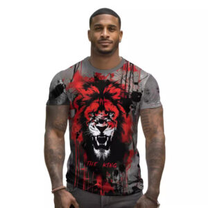 European And American 3D Printed Lion Loose Men’s Clothing T-shirt