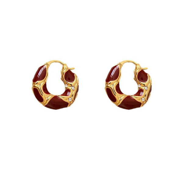 Hoop Earrings Female Enamel Lava Ear Ring - Image 2